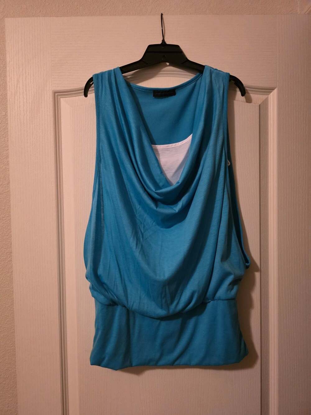 American City Wear Blue Cowl Neck Sleeveless 2-in-1 Layered Top XL